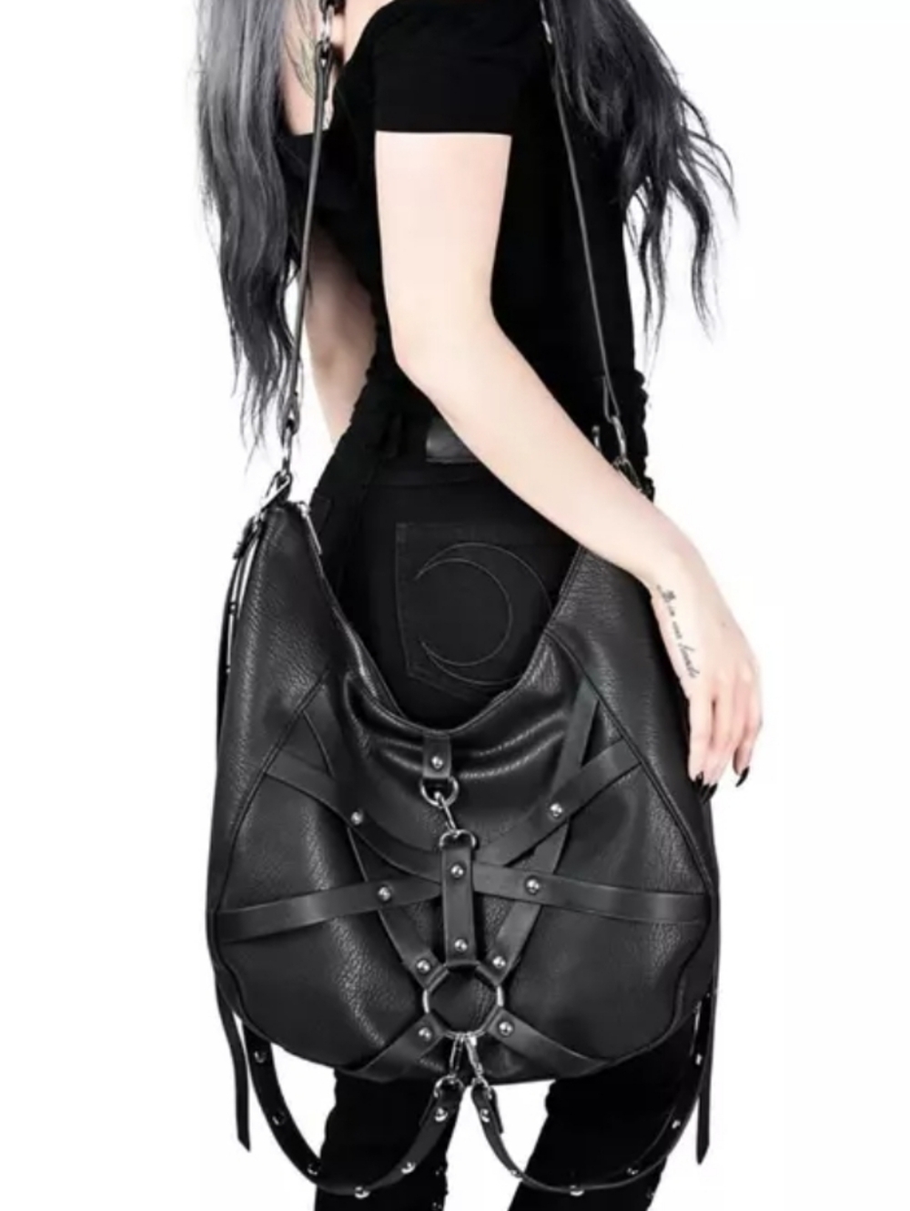 Killstar Possessions Studded Shoulder Bag Harness Corset Vegan Leather - Picture 15 of 16